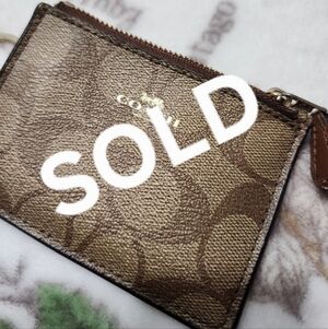 Coach Brown Signature Slim Card Wallet